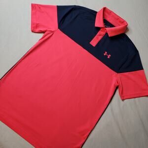 Under Armour Men's Size S T2G Blocked Golf Polo Shirt Pink Blue 1368121